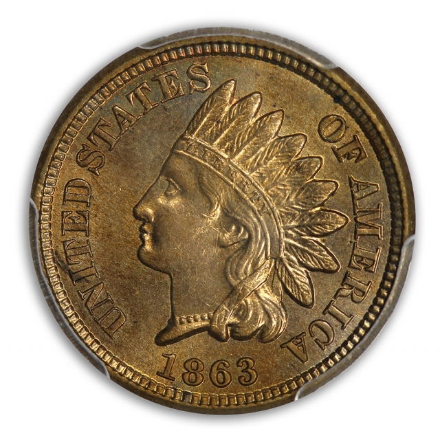 1863 1C Indian Cent - Type 2 Copper-Nickel PCGS MS65