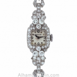 Hamilton Platinum & Diamond Vintage Ladies Wrist Watch