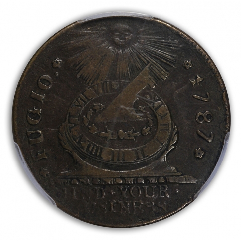 1787 Fugio STATES UNI, 4 Cinq Colonials - Fugio Cents PCGS VF30BN